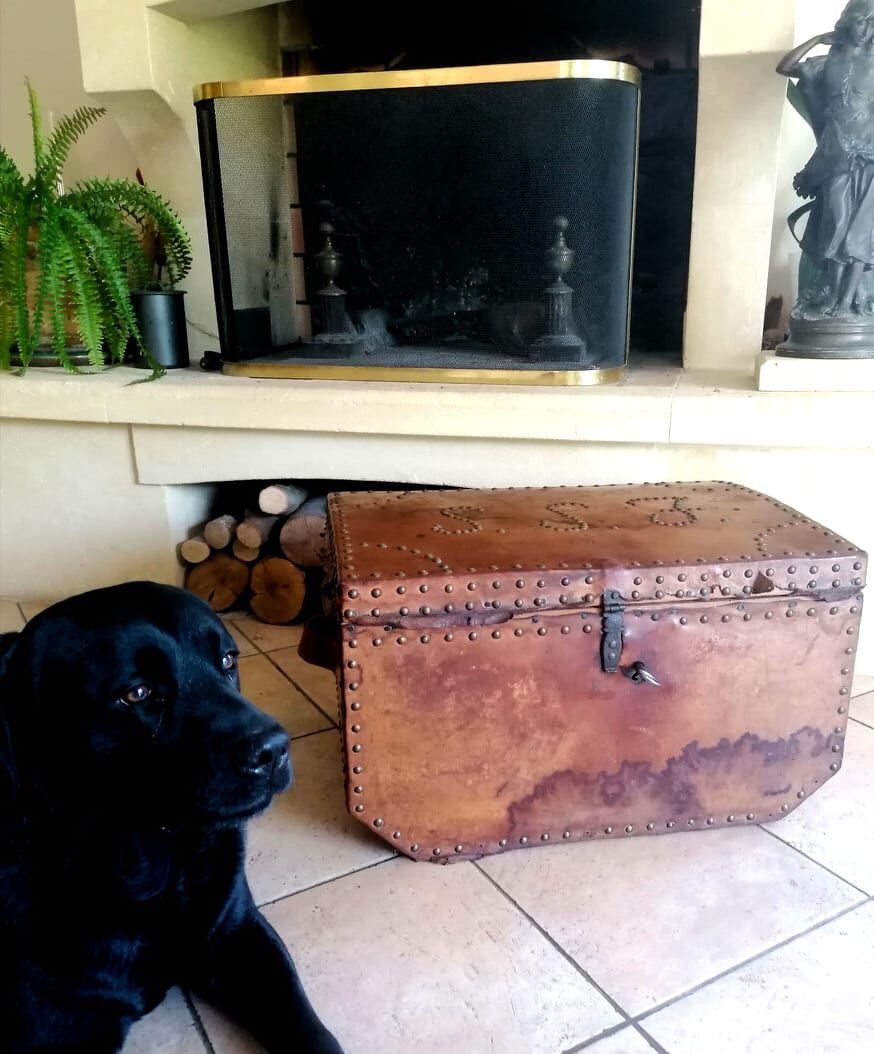 19th century leather chest