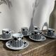 6 Vintage 90s Black and White Coffee Cups Geometric Patterns