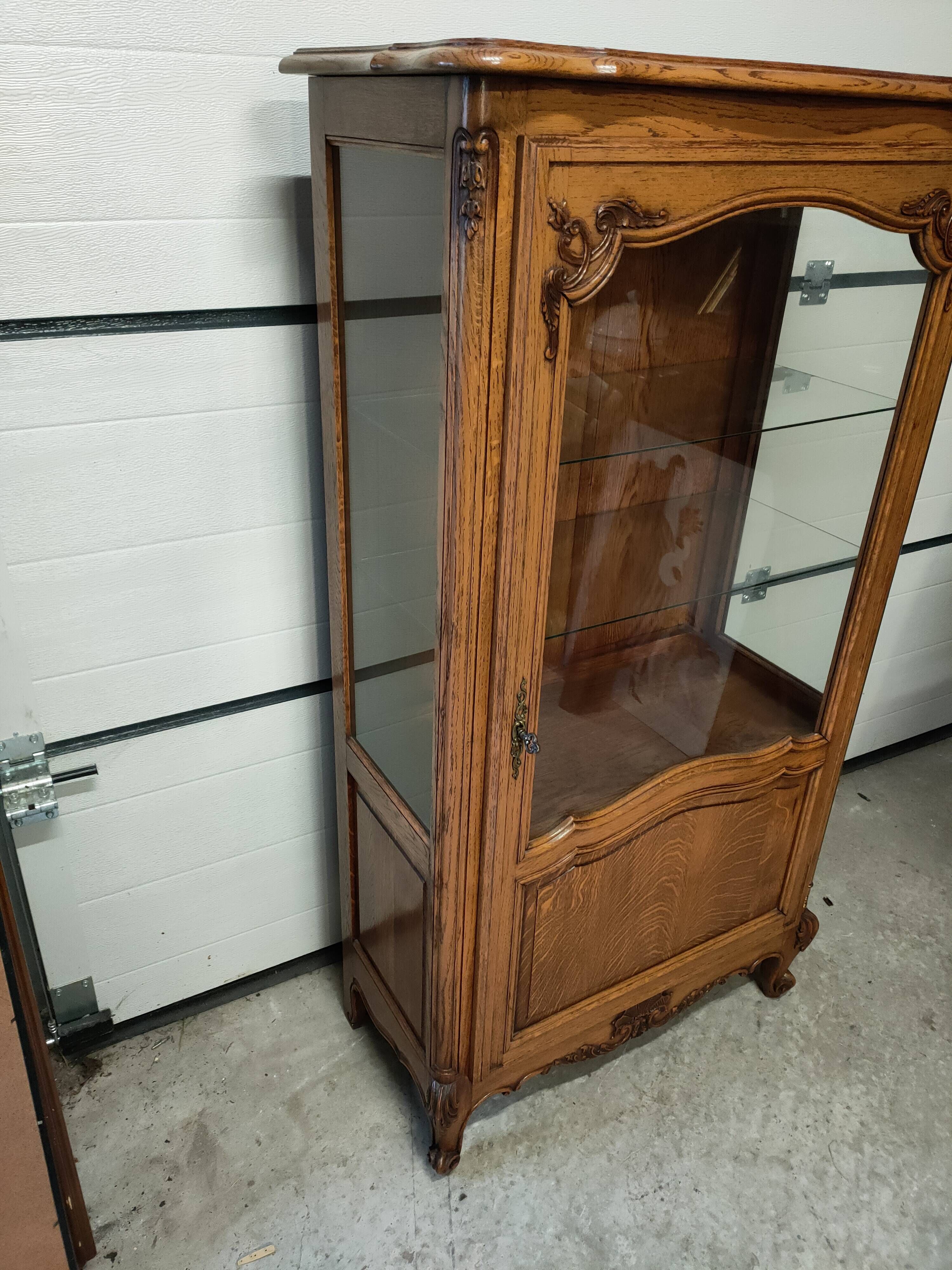 Louis XV style oak display case