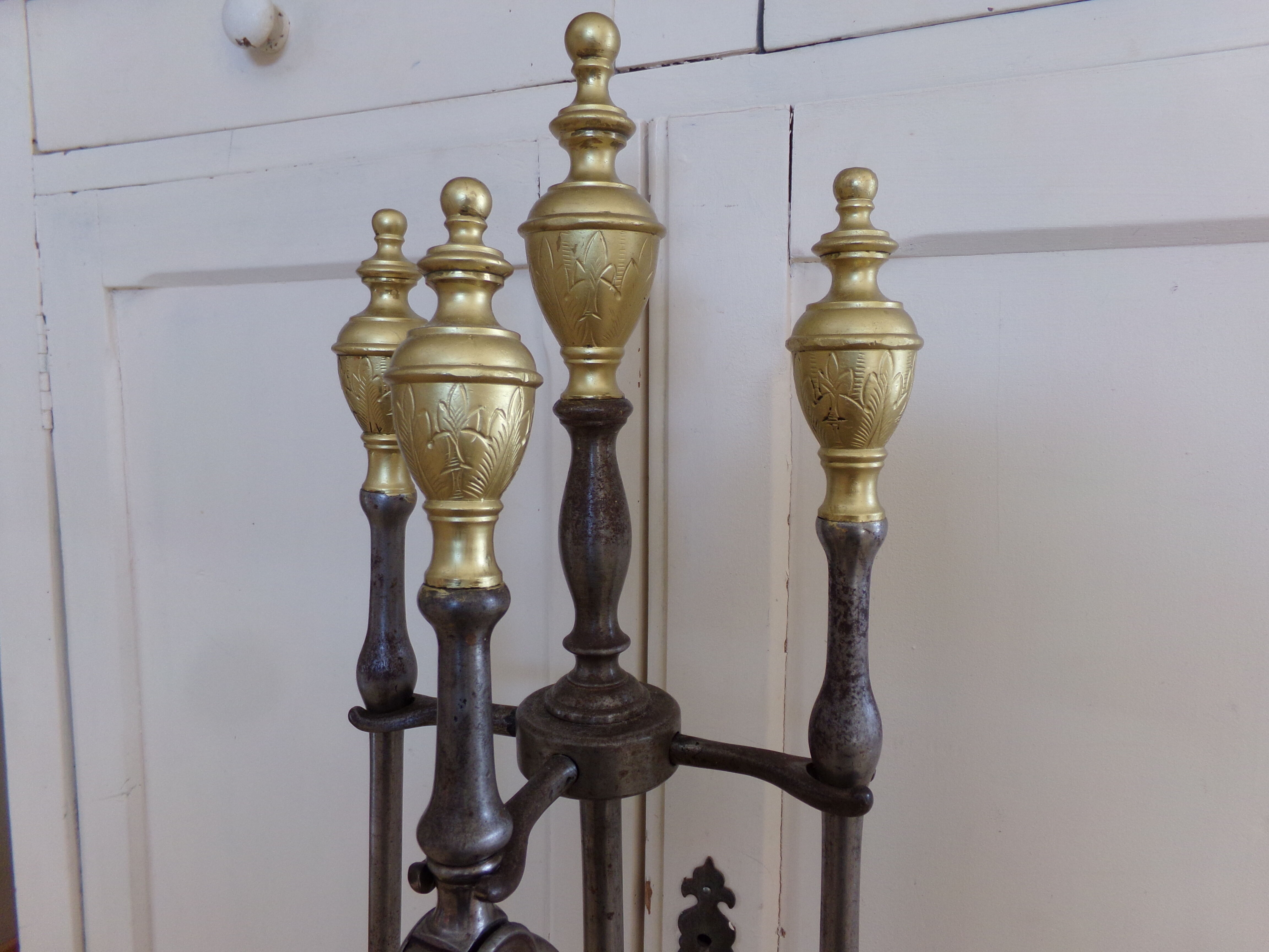 Cast iron chimney servant and brass