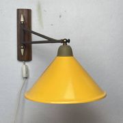 teak and metal midcentury swing arm wall lamp, Dutch 1960s