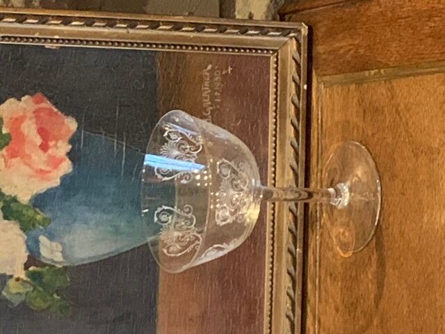 6 vintage butterfly champagne glasses