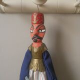 Vintage Middle Eastern decorative wooden puppet hand carved and painted