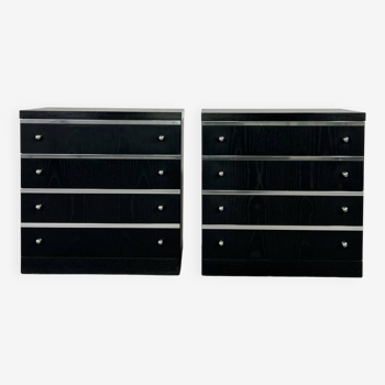 Pair of black and chrome 4-drawer chests of drawers