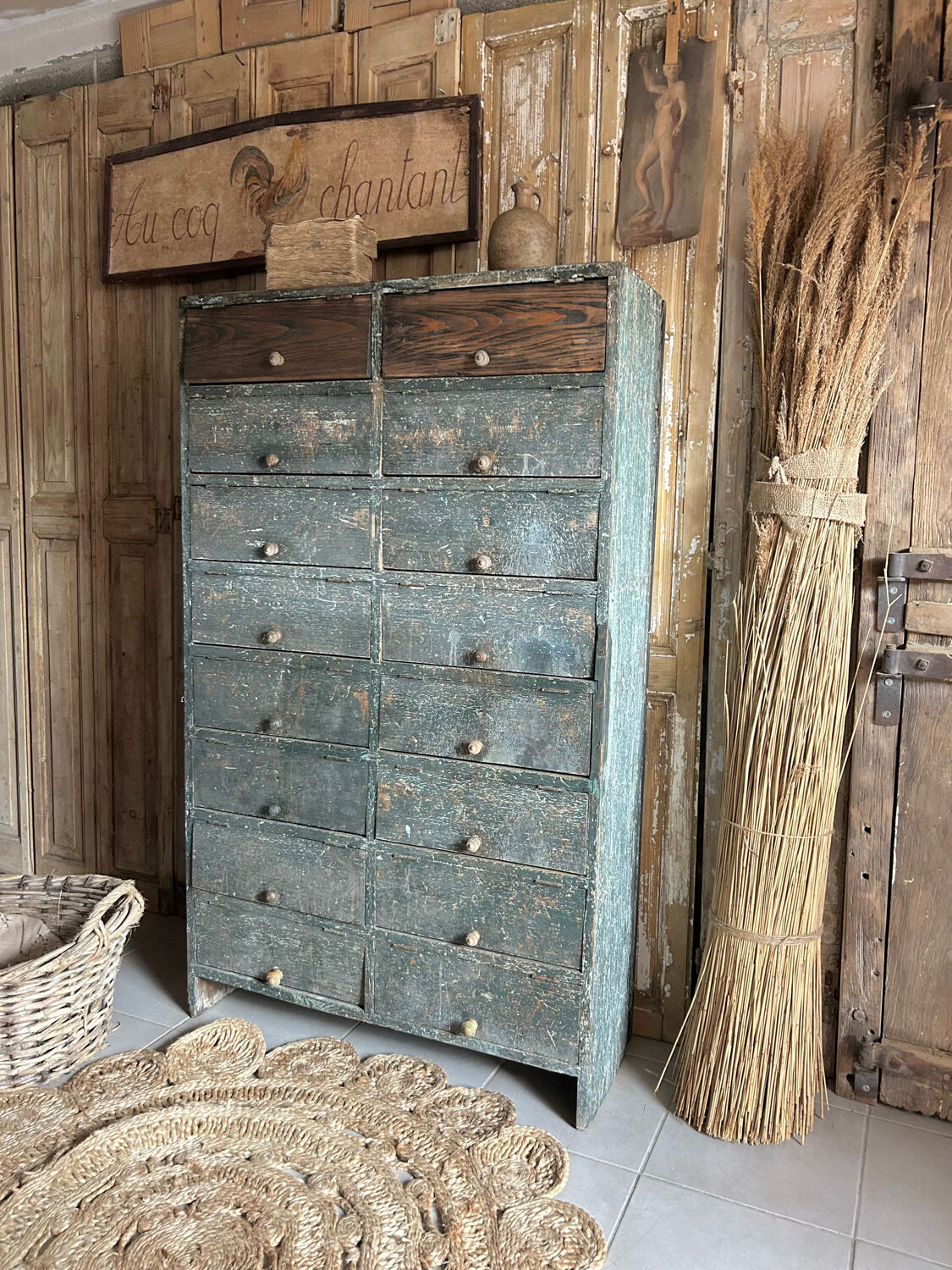 Old patinated flap cabinet