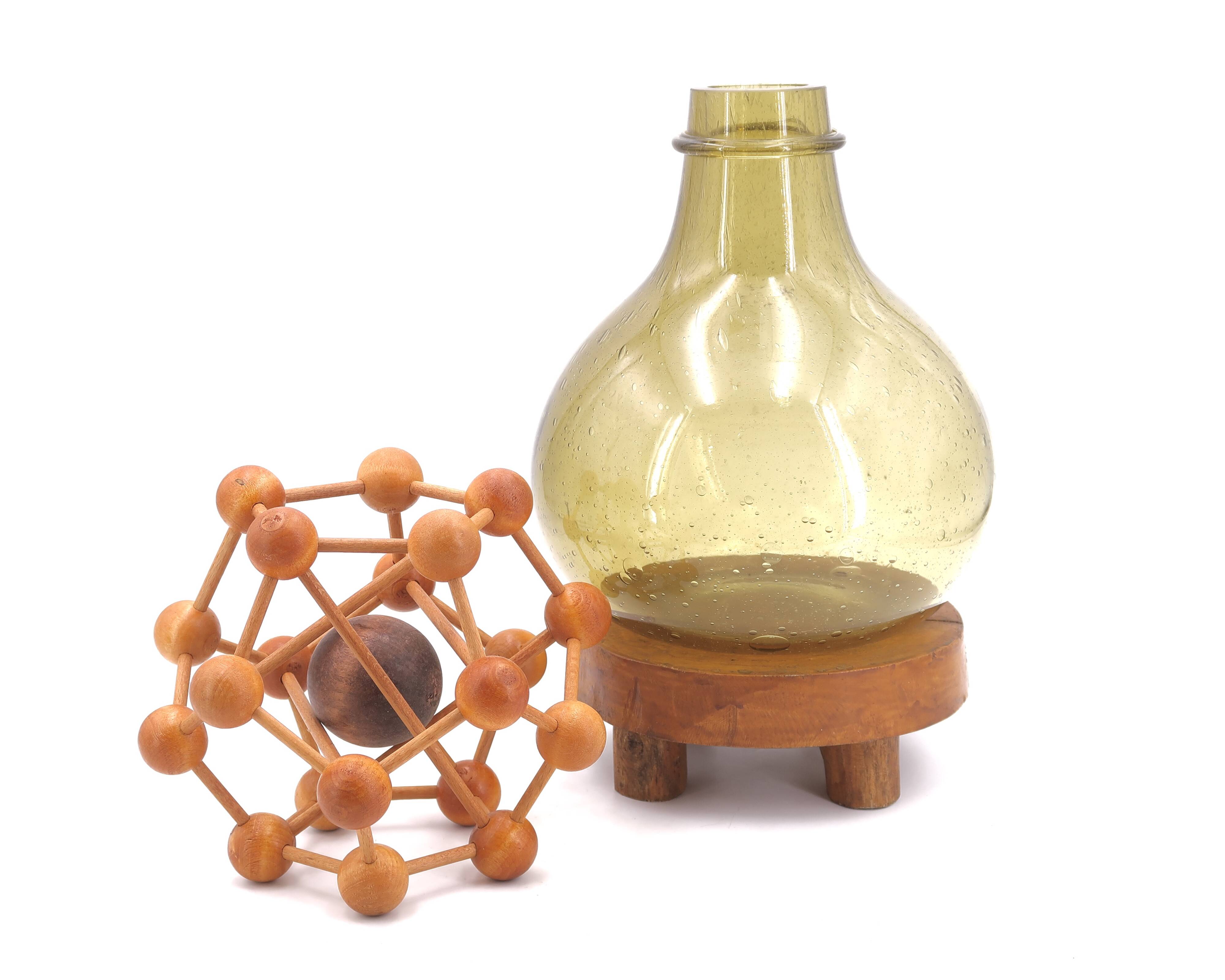 Dame Jeanne in green bubbled glass from Biot, 1950s