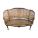 Antique Louis XV bench in solid walnut and caning