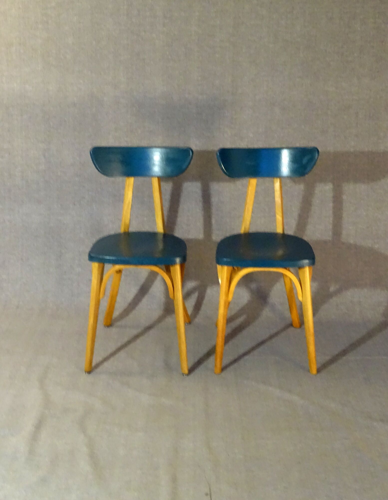 Set of 2 chairs Luterma "banana" 1955 vintage bistro