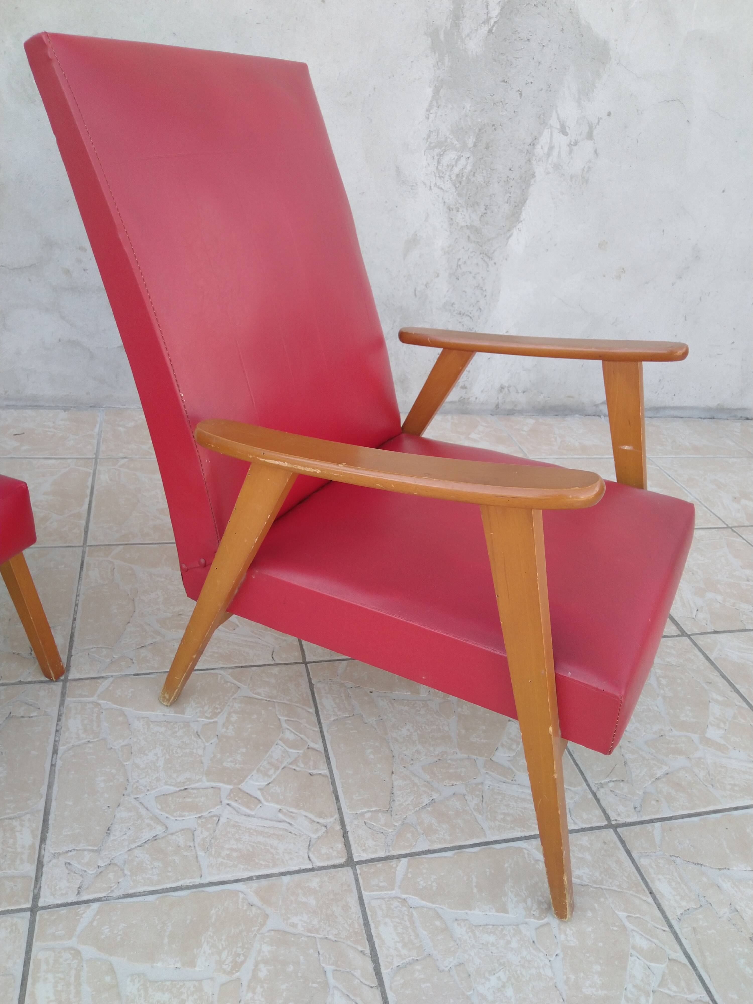 Paire de fauteuils vintage en skaï