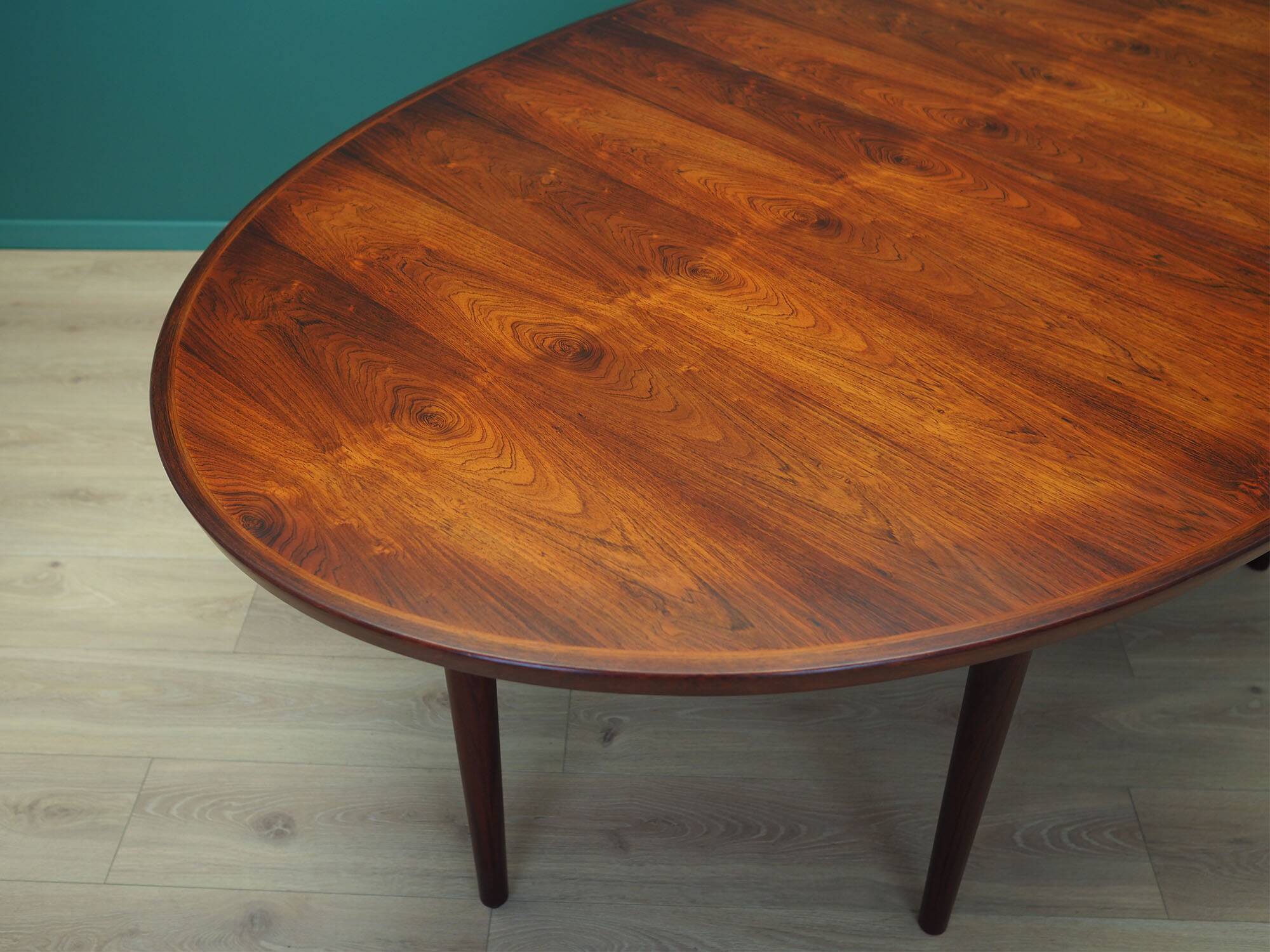 Oval rosewood table, 1950s, Danish design, designer: Arne Vodder, productio