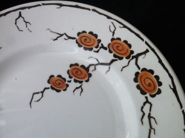 Set of 3 flat plates Terre de fer Moulin des Loups Japanese décor