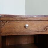 Art deco bedside table marble and wood