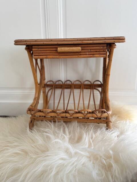 vintage rattan bedside table