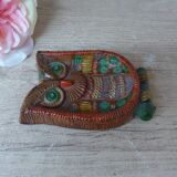 Colorful Owl Figurine Ceramica Convento Jesus Maria de Aracena Spanish Pottery