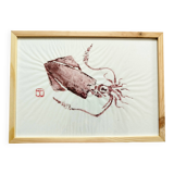 Gyotaku framed with a small squid