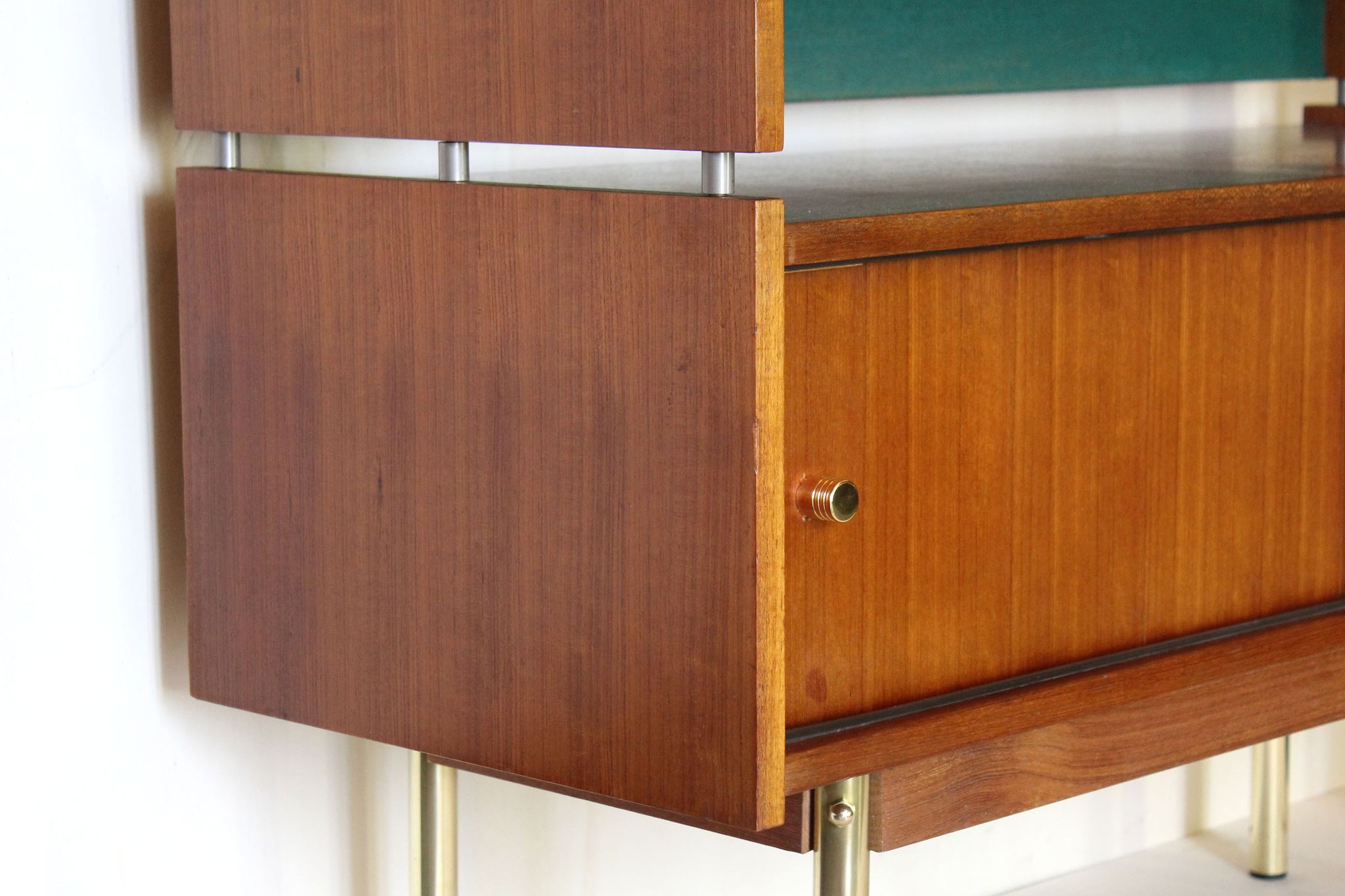 Scandinavian sideboard in solid teak wood and brass, 1950s Swedish vintage