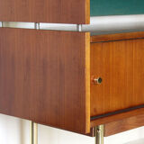 Scandinavian sideboard in solid teak wood and brass, 1950s Swedish vintage