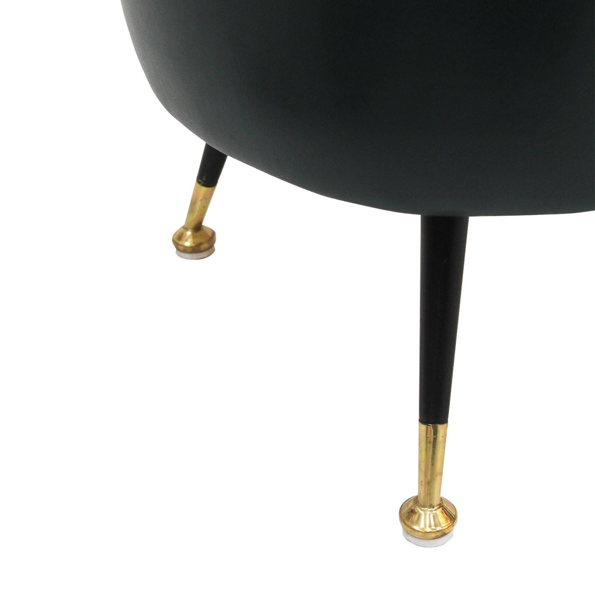 Pair of Italian Footstools in Solid Wood and Green Faux Leather, Italy, 1960s