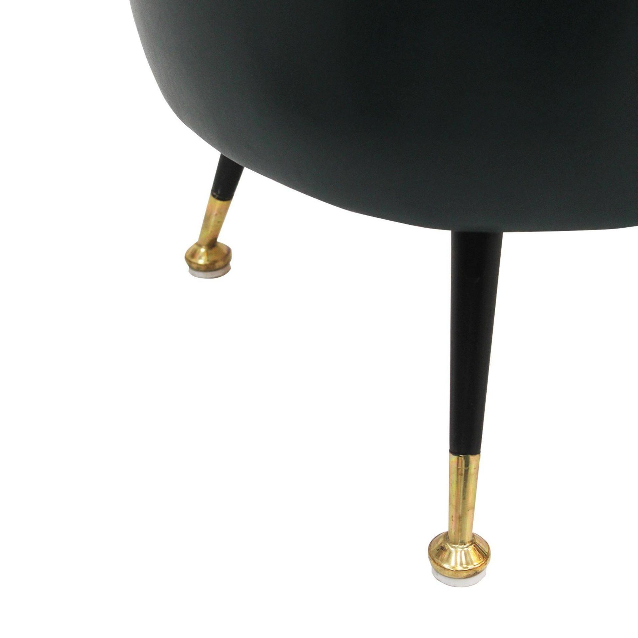 Pair of Italian Footstools in Solid Wood and Green Faux Leather, Italy, 1960s