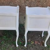 Pairs of bedside tables 1 drawer Louis xv style white