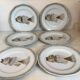 Six assiettes plates poisson décorées à la main