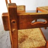 Set of six brutalist, rustic dining chairs