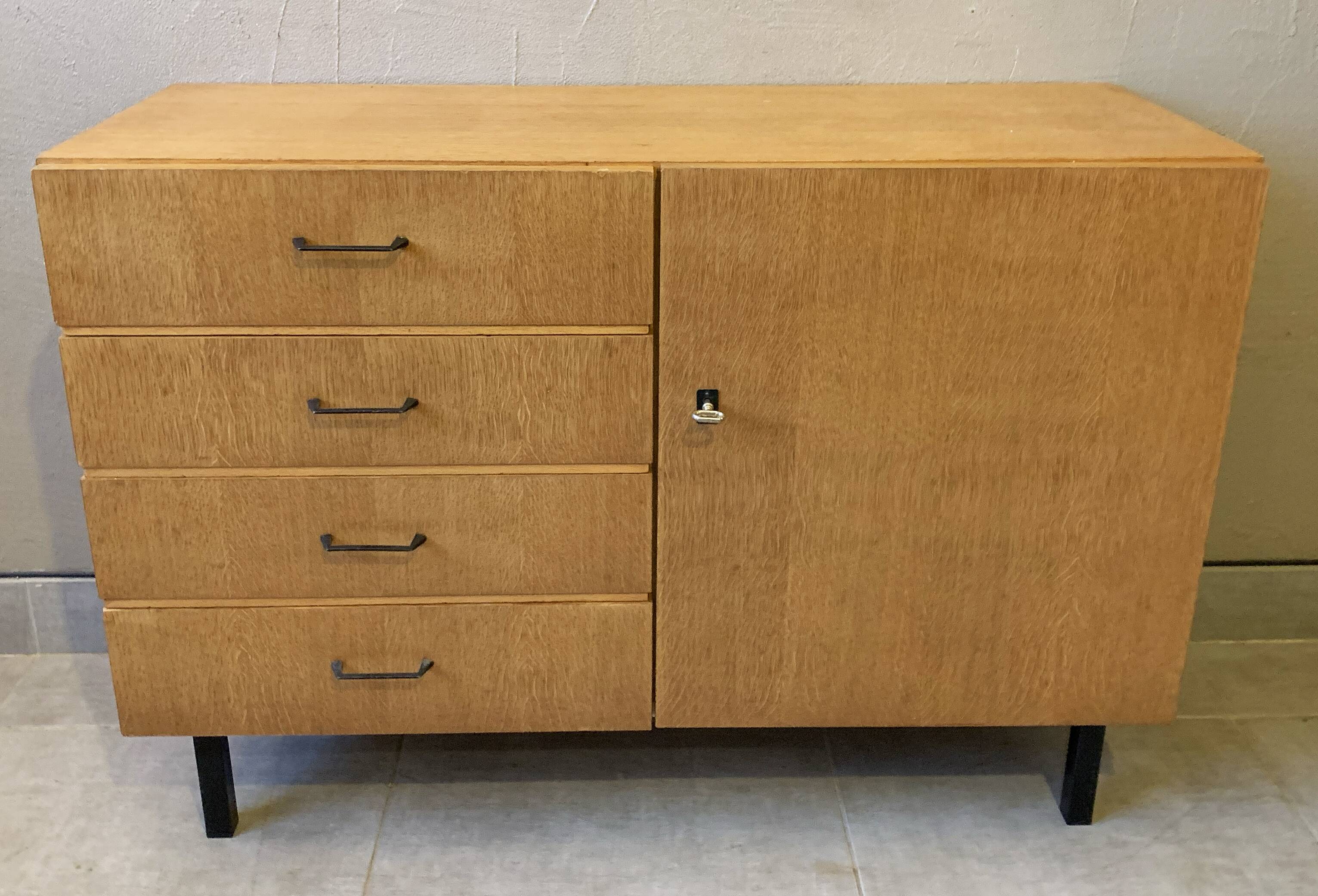 Scandinavian vintage chest of drawers from the 60s in light oak