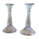 Paire de bougeoirs en verre moulé