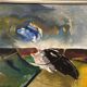 Huile sur toile originale suédoise – “Composition” par Holger Karlson