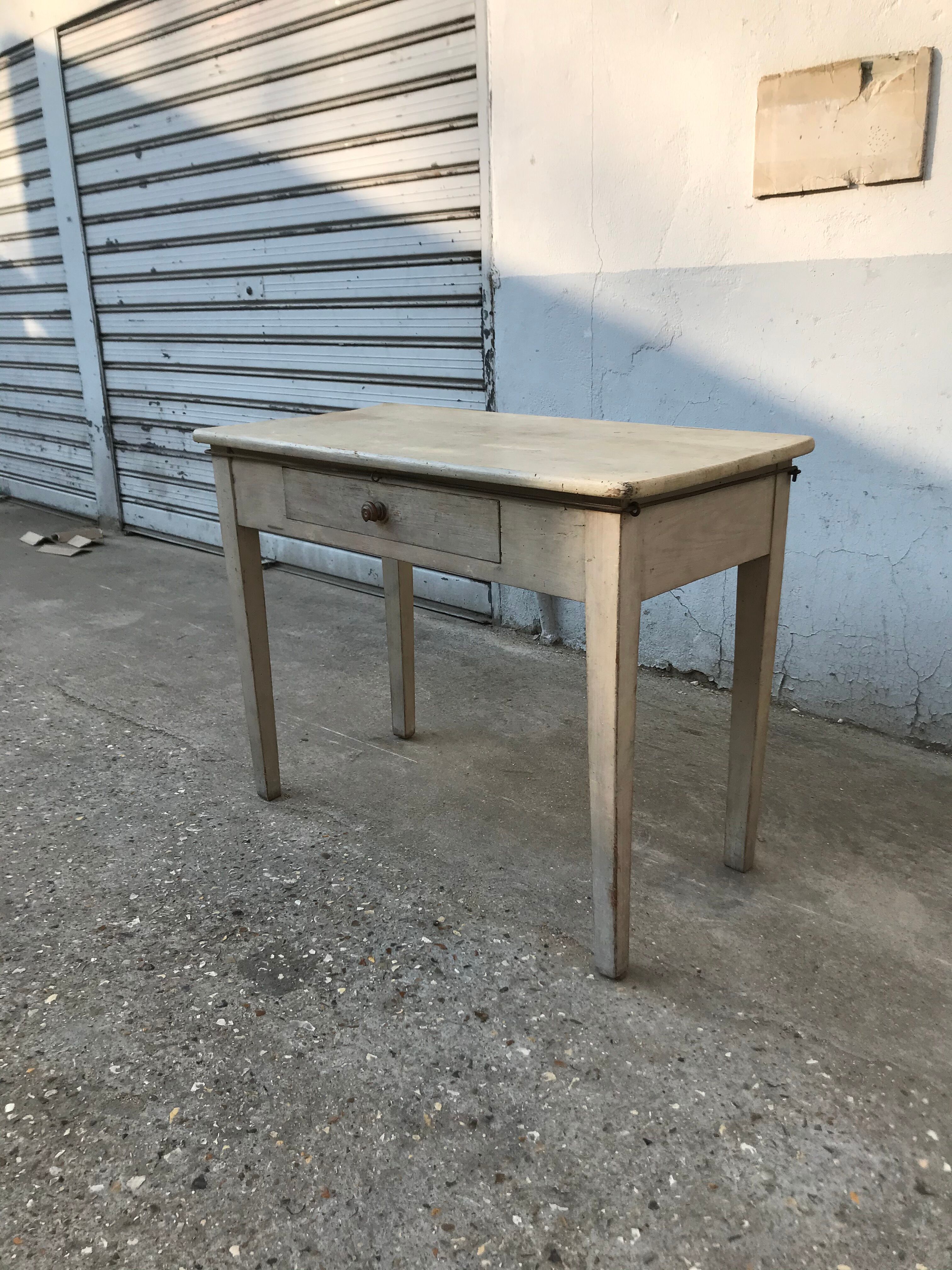Pale green patinated wooden desk