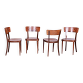 Art Deco Czech Chairs in Beech and Walnut from Thonet, 1940s, Set of 4