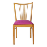 Vintage Magenta Upholstered Beech Dining Chair – Germany, 1960s–1970s