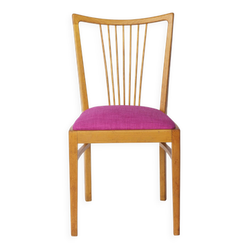 Vintage Magenta Upholstered Beech Dining Chair – Germany, 1960s–1970s