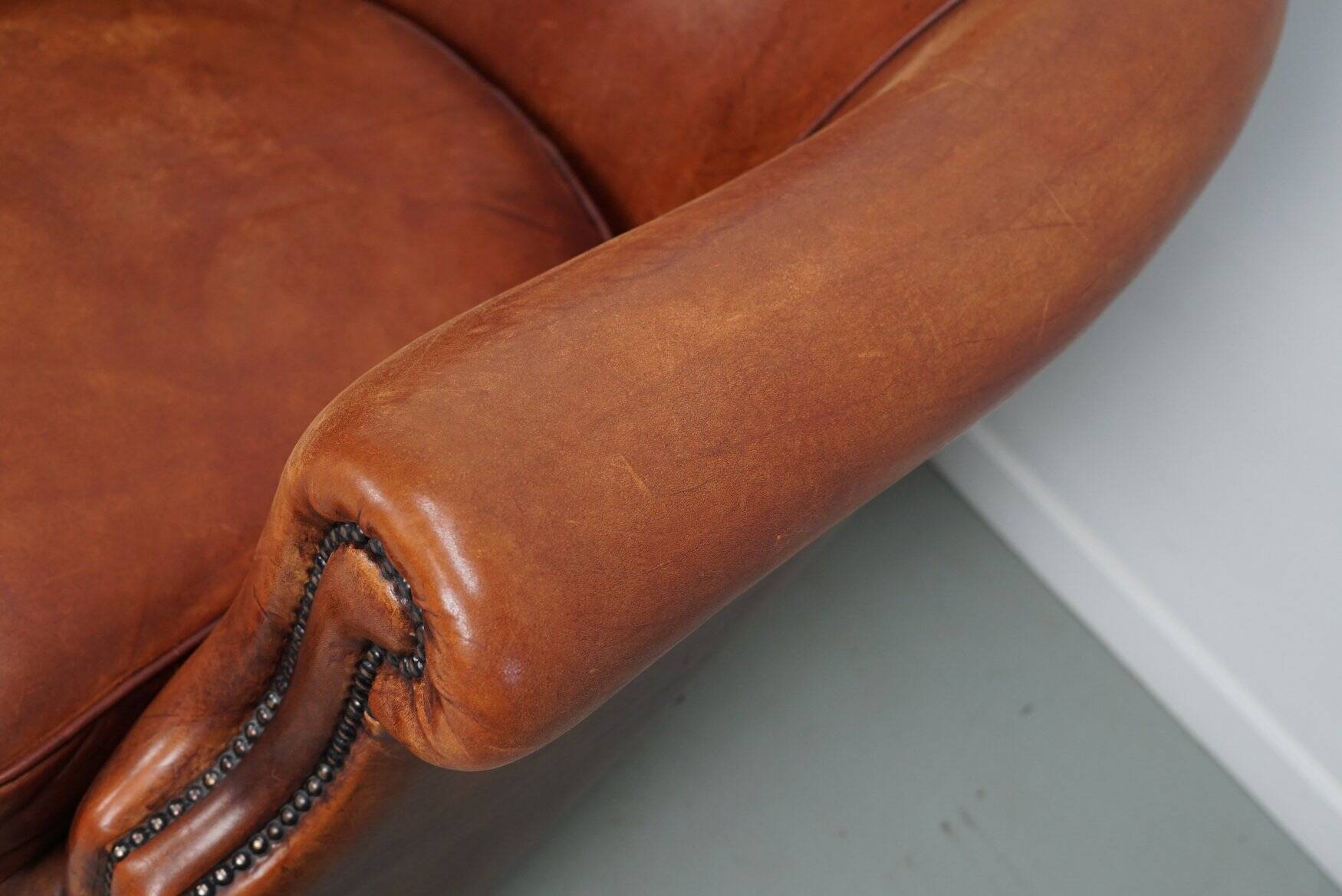Vintage Dutch cognac leather club chair, 1970s, set of 2