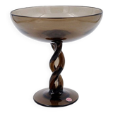 Mid-Century Twisted smoked Glass Bowl - Italy, Murano 1960s