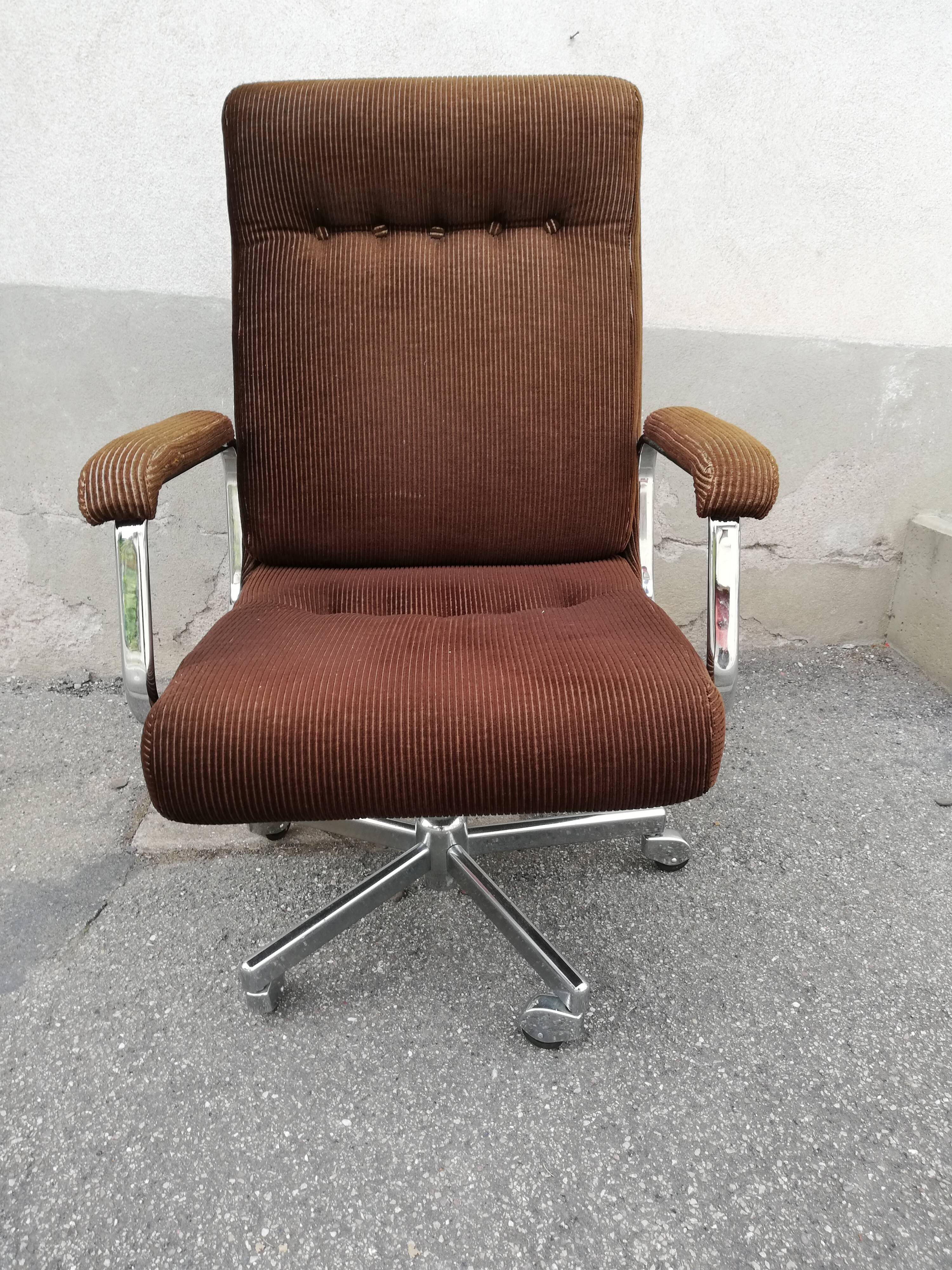 Fauteuil  vintage tissu marron
