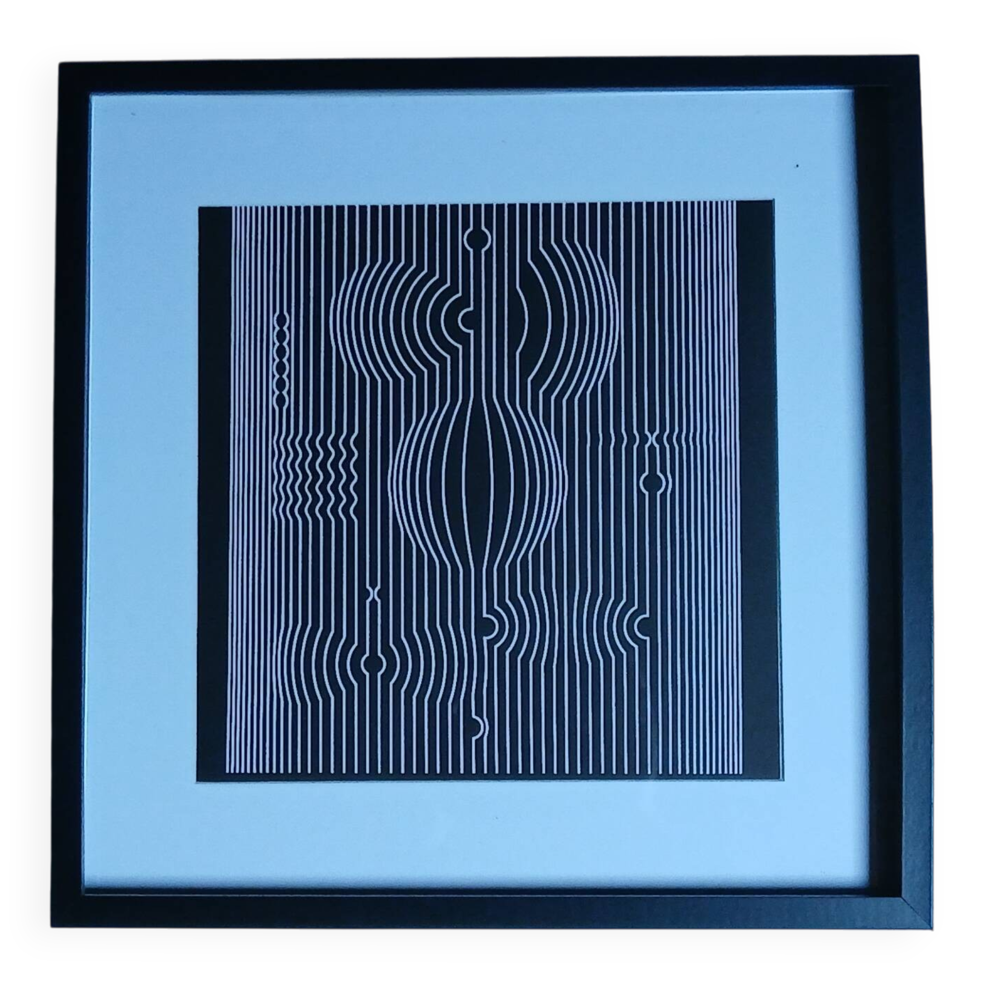 Tableau Vintage Art Optique – Linear Composition B&W – Frame 40x40cm