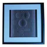 Tableau Vintage Art Optique – Linear Composition B&W – Frame 40x40cm