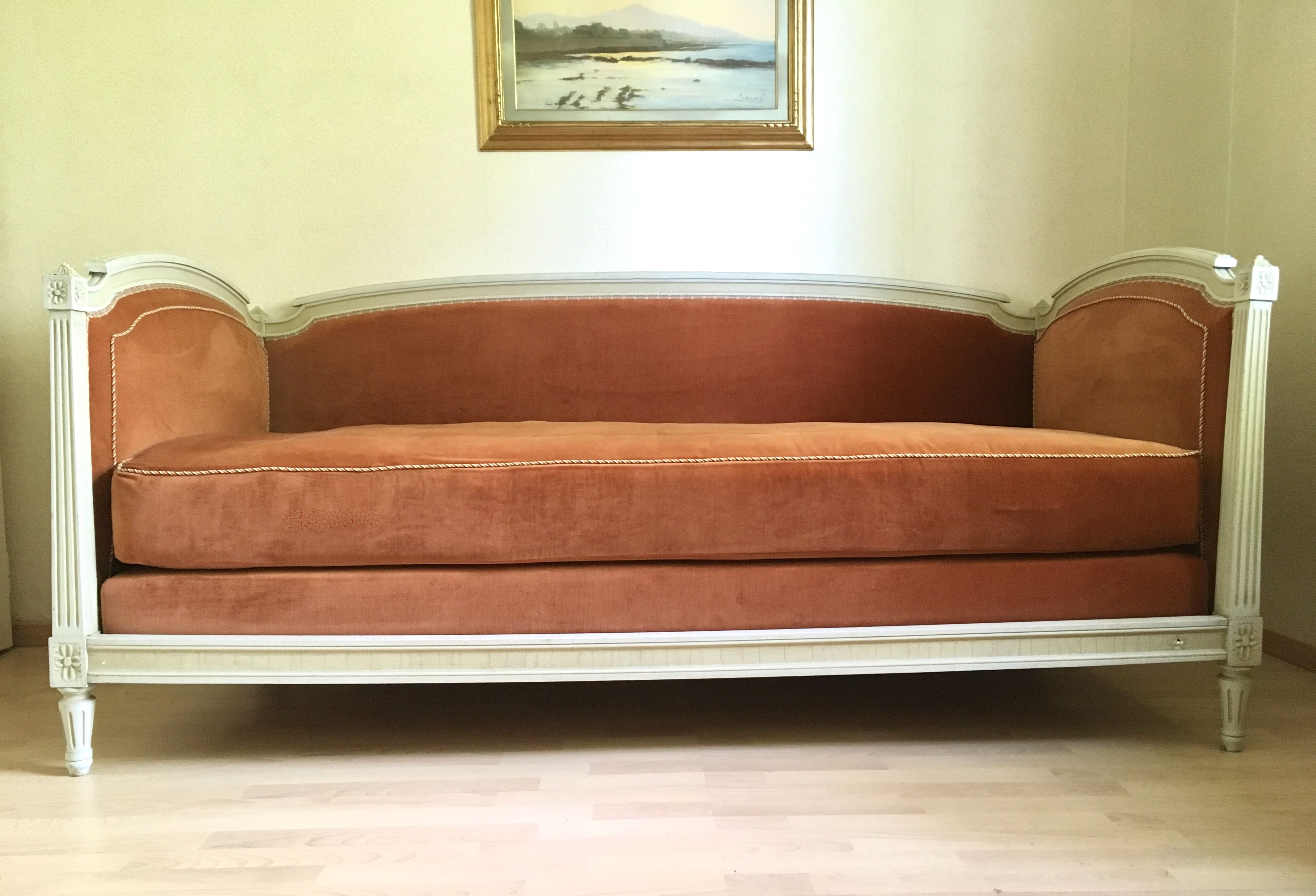 Sofa bed wood and velvet