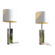 Foot of chrome lamps and ivory white lampshade