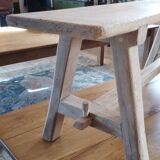 "A frame" bench in solid oak, patinated.