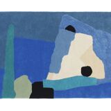 Hand tufted Blue Rug, Handmade, Abstract (titled MAN IN SHOWER C)