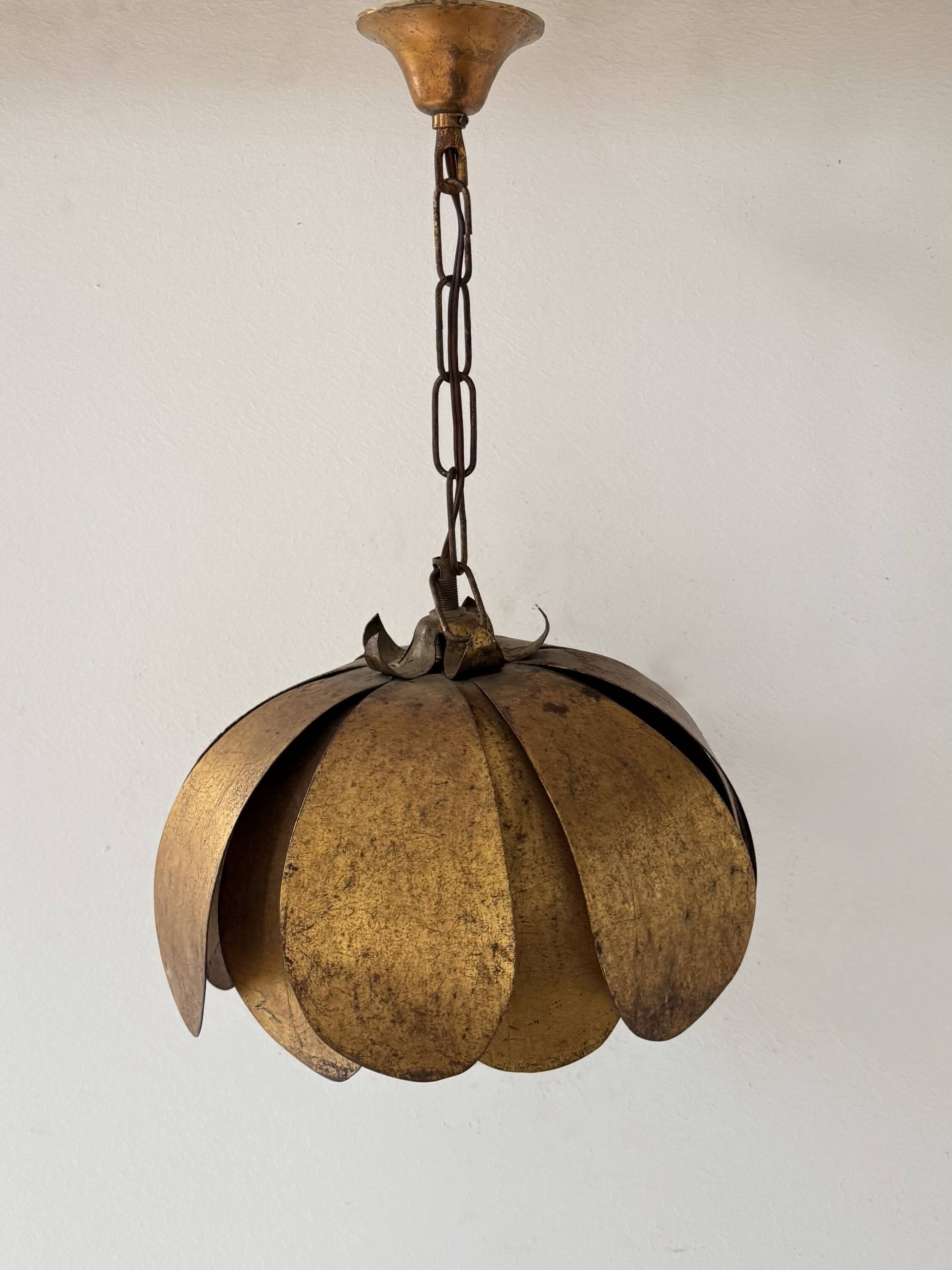 Vintage gold metal pendant, France, 1970.