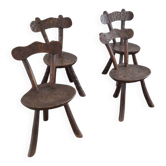 Ensemble de 4 chaises de salle à manger sculptées à la main d'après Alexandre Noll, années 1950.