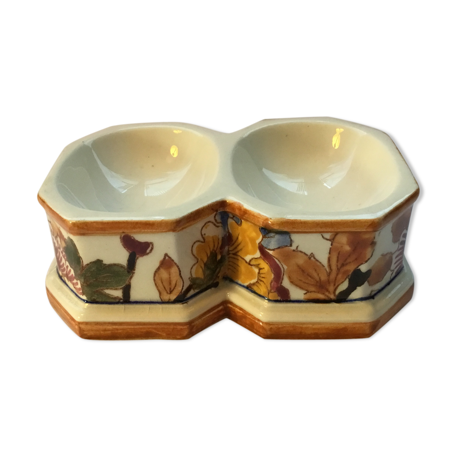 Gien earthenware salt pot decor Peony