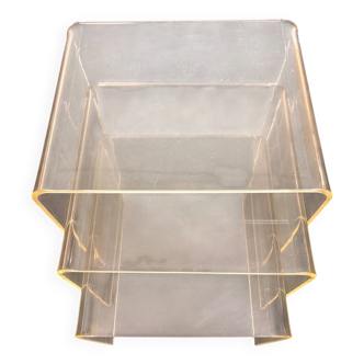 Lot de 3 table gigogne en plexiglass