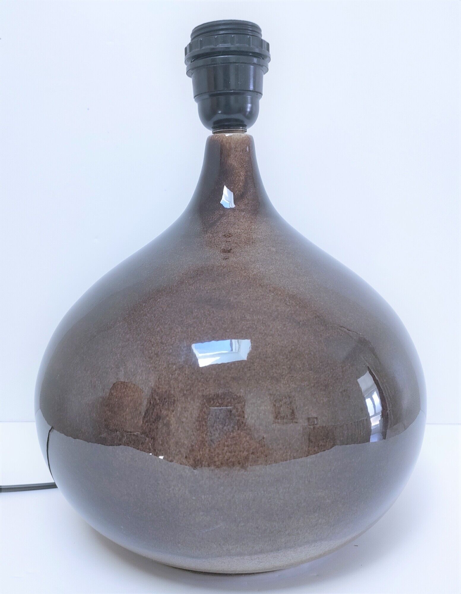 Lampe céramique signée abat-jour herbier hauteur 59 cm