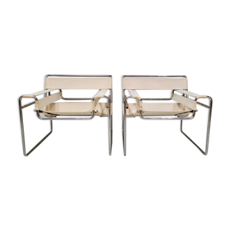 Pair of Wassily armchairs in canvas, Gavina edition, 1964