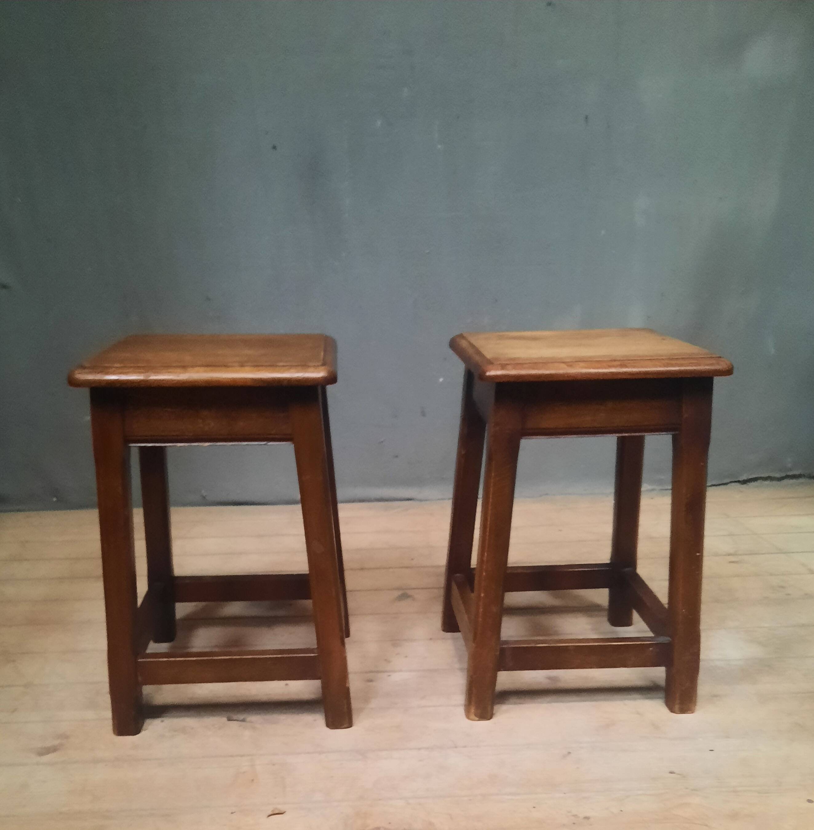 Pair of solid oak stools
