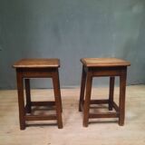 Pair of solid oak stools